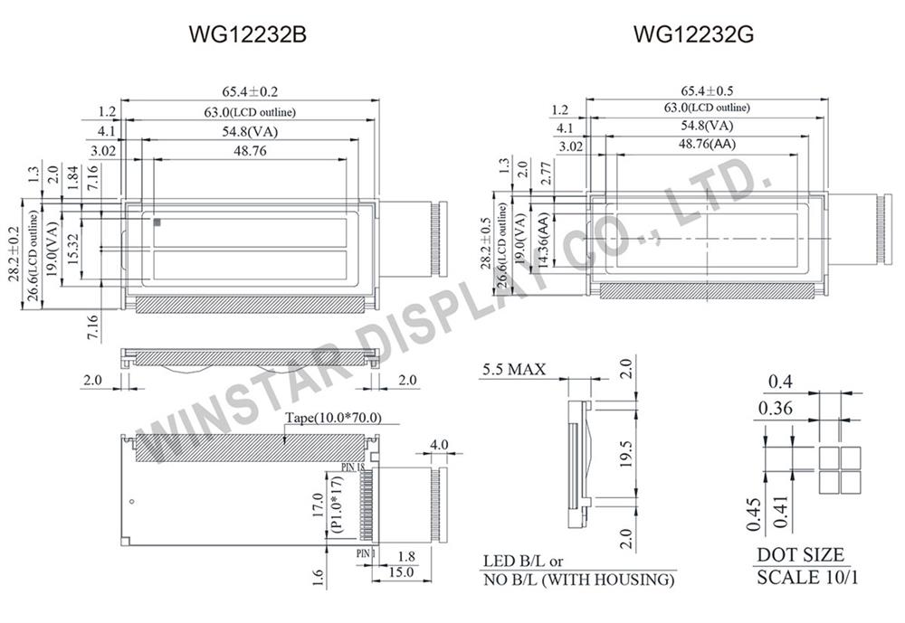 128x32 LCD, 12832 Graphic LCD Display - WG12232G